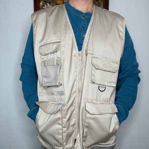 Result Performance Outerwear Vest Men's Large Pockets Beige Outdoor Fishing ETC